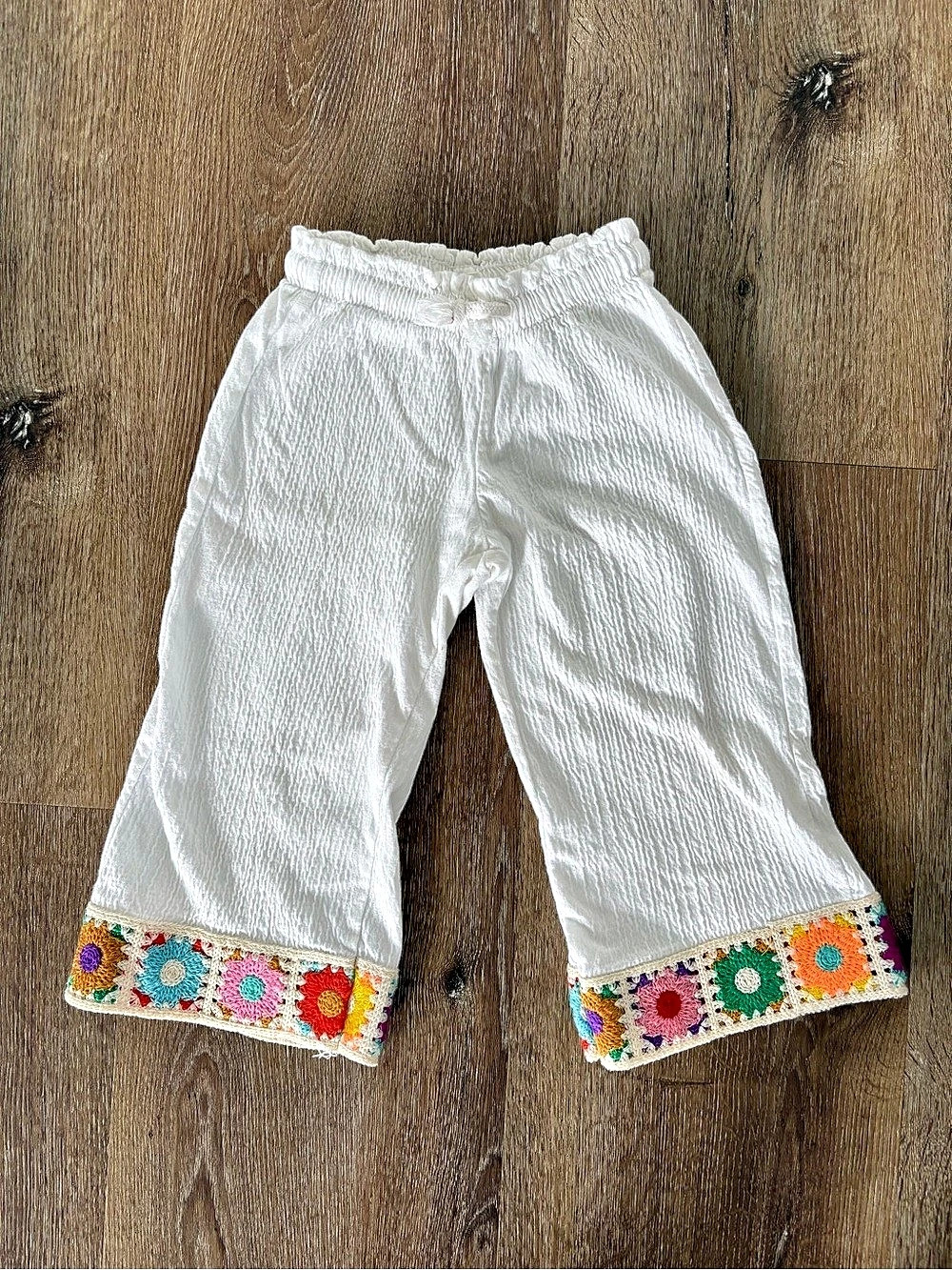 Zara Girls Floral Embroidered White Pants Girls 4 Years